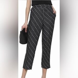 Theory 100% Silk Black with white triangles cropped twill pants